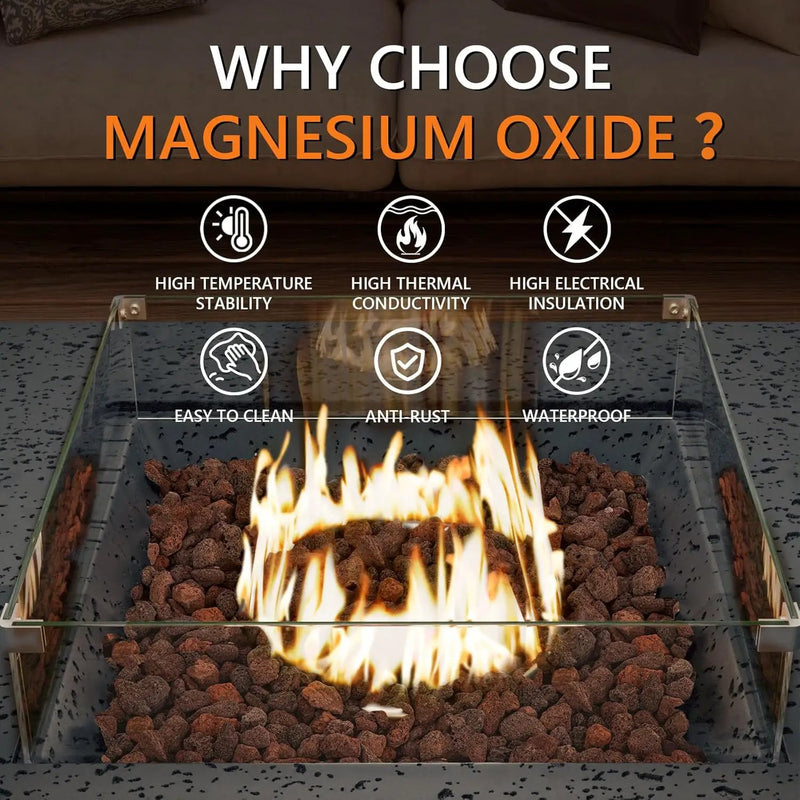COSIEST Outdoor Propane Fire Pit Coffee Table w Square Faux Stone 35-inch Base, CSA Certified, 50,000 BTU Stainless Steel Burner, Free Lava Rocks and Rain Cover, Wind Guard, Tank Cover,Gray by GreenHaven Gardens