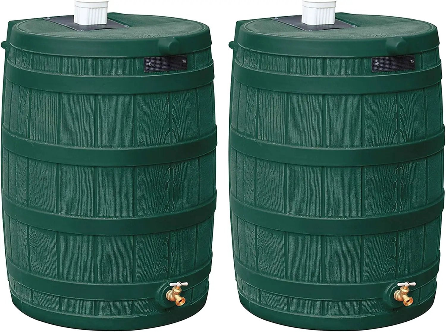 Good Ideas Rain Wizard Water Storage Premium Quality Collection Barrel with Brass Spigot, Safety Screen, and 50 Gallon Capacity, Green (2 Pack) by GreenHaven Gardens