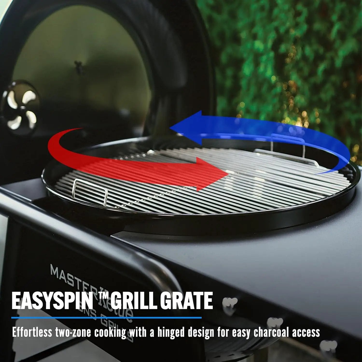 SnS Grills MasterKettle Charcoal Grill and Smoker with Patented Slow ‘N Sear Deluxe Insert, EasySpin Grate for Two-Zone Cooking and Integrated Table, Low ‘N Slow Smoking and BBQing - Black 22-Inch by GreenHaven Gardens