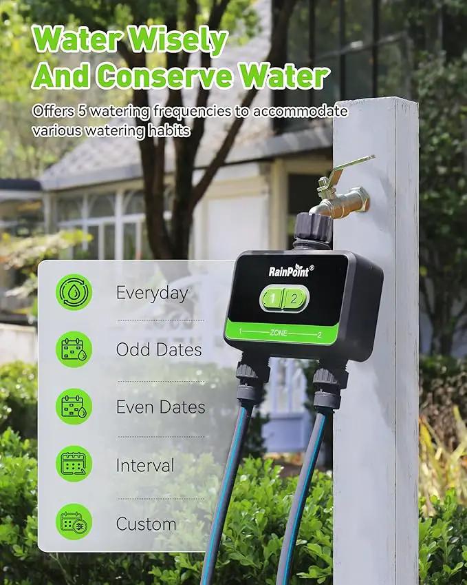 RainPoint WiFi Water Timer for Garden Hose, 2-Zone Smart Sprinkler Timer, WiFi Irrigation Controller, Automatic Watering System for Lawns and Yard by GreenHaven Gardens