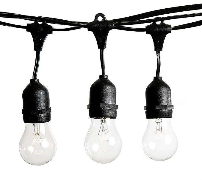 Hometown Evolution, Inc. 50 Foot E26 Outdoor Commercial String Lights with Suspended Socket for Weatherproof Heavy Duty Vintage Outside Lighting - Set of 25 A15 Clear Bulbs by GreenHaven Gardens