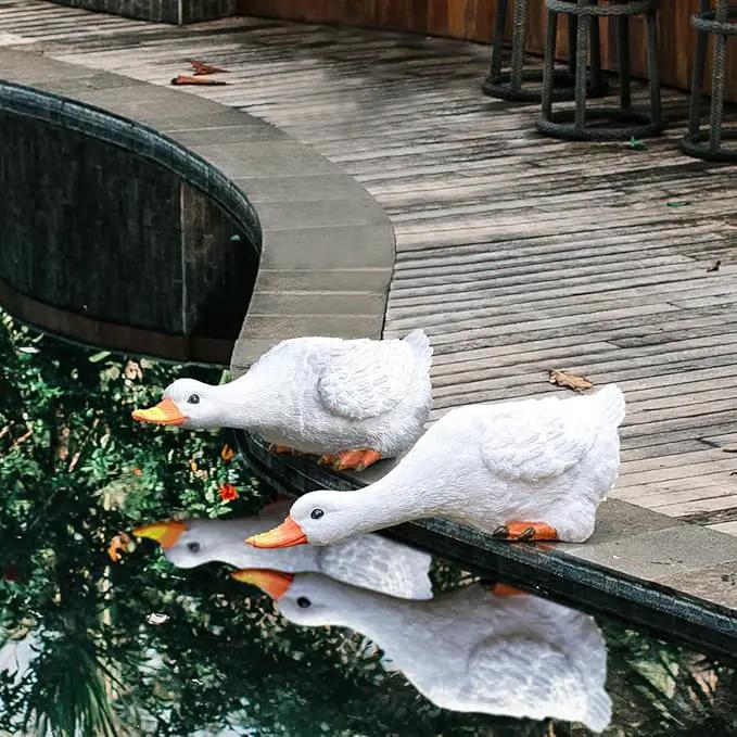 Garden Duck Statues Christmas Pond Decor Resin Goose Sculptures & Statues Funny Animal Outdoor Figurines Yard Art for Patio Pool Lawn, Ideal Gifts for Women Mom by GreenHaven Gardens