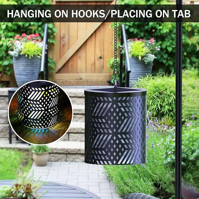 RGB Solar Lanterns Outdoor Waterproof Hanging Solar Lights Gifts for Men Women Metal Decorative LED Lanterns for Yard, Patio, Lawn, Tabletop, Pathway, Landscape, Garden Decor Diamond Pattern (2 Pack) by GreenHaven Gardens