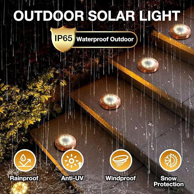 Outdoor In-Ground Lights Solar Disc Lights Outdoor Solar Garden Lights In Ground Solar Landscape Light 4Pack 12 led for Pathway Yard Patio Walkway by GreenHaven Gardens