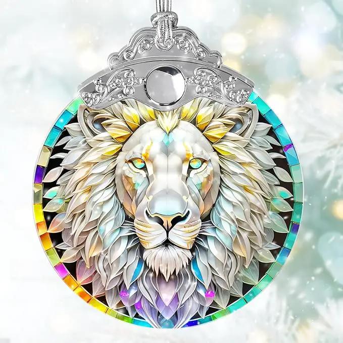 Stained Glass Suncatcher, Jocidea Lion Ornament, Christmas Ornaments, Holidays Ornaments, Christmas Tree Decor, Lion Decor for Home, Lion Gifts by GreenHaven Gardens