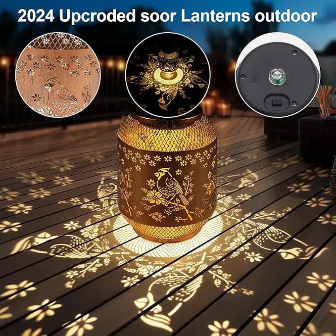 Solar Lanterns Outdoor Waterproof Christmas Birthdays Gifts for Women Mom Grandma Butterfly Garden Decor Metal Hanging Solar LED Lights for Patio(Red Bird-2P) by GreenHaven Gardens
