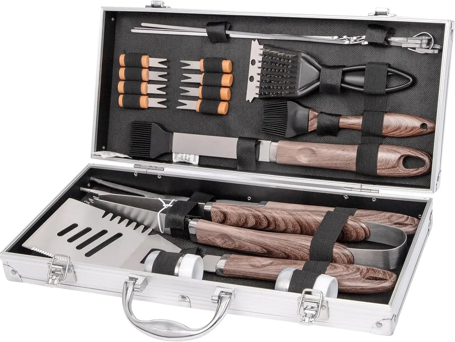 Supernal 21Pcs Deluxe Grill Tool Set Extra Thick Stainless Steel Grill Tool Set for Men Heavy Duty BBQ Tool Set Outdoor Grill with Aluminum Case with Grill Spatula Tongs and Brush Gifts for Men & Dad by GreenHaven Gardens