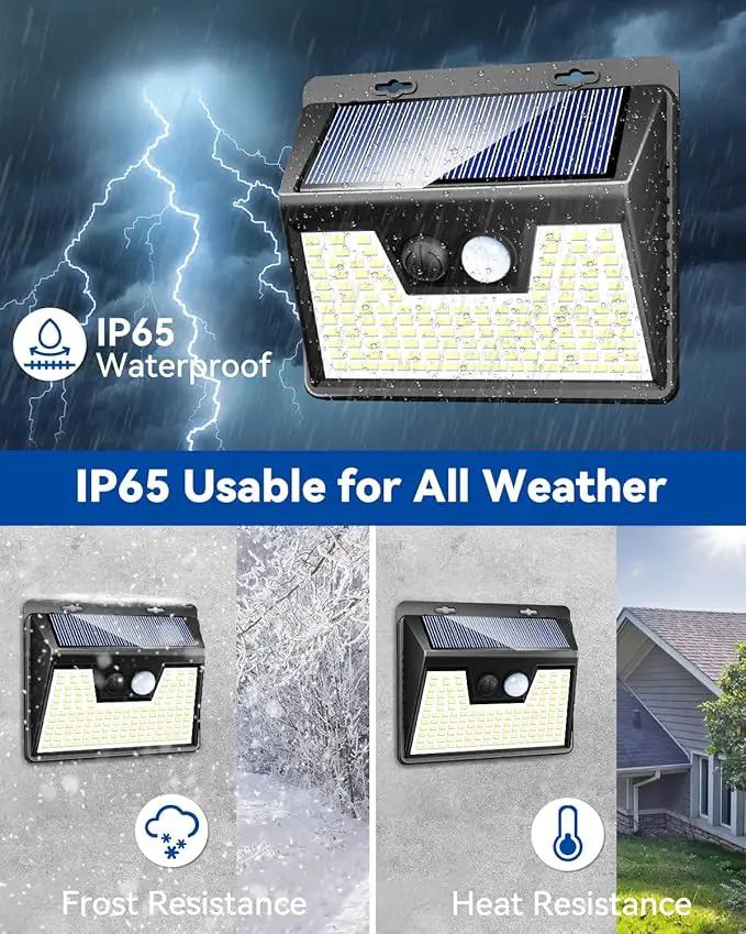 Peasur Solar Powered Lights Outdoor, 140LED 16Pack Motion Sensor Light Outside, IP65 Waterproof Fence Security Lighting with 3 Modes for Yard Wall Garden Cool White by GreenHaven Gardens