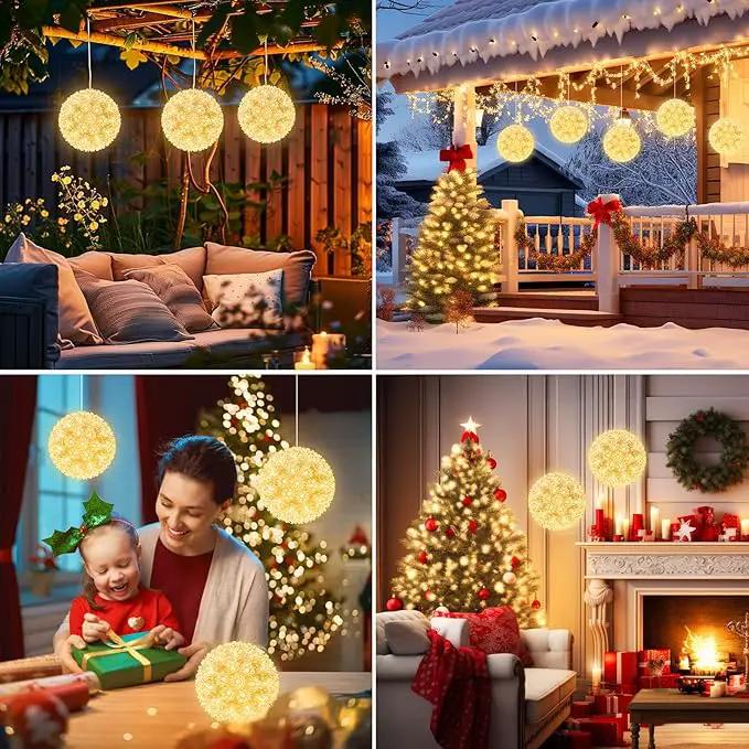 Christmas Hanging Starlight Sphere Light, 7.5” 100 Replaceable LED Bulbs with Add-On Plug, LED Sphere Lights for Trees Party Wedding Patio Indoor Outdoor Decorations, Warm White by GreenHaven Gardens