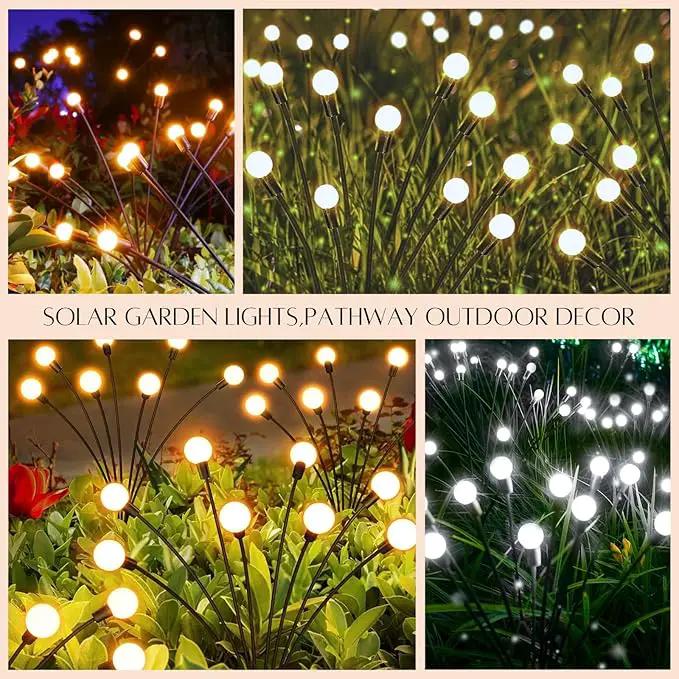 OZS 4-Pack Warm White &4-Pack Cool White Total 64LED Solar Garden Lights - Solar Lights Outdoor, Solar Firefly Lights, Sway by Wind,Solar Fairy Lights Waterproof for Yard Garden Decoration by GreenHaven Gardens