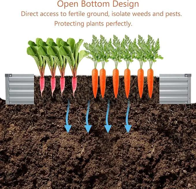 12x2x1ft(2 Pack) Galvanized Raised Garden Bed,Outdoor Planter Box Metal Patio Kit Planting Bed for Vegetables Flowers and Succulents,Silver by GreenHaven Gardens