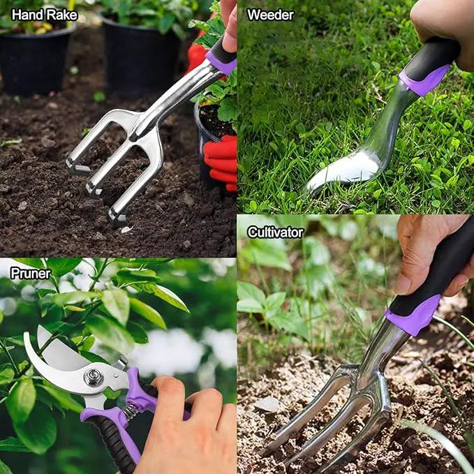Garden Tools Set 83 Piece, Succulent Tools Set Included, Heavy Duty Aluminum Gardening Tools for Gardening, Non-Slip Ergonomic Handle Tools, Storage Tote Bag, Gifts Tools for Women by GreenHaven Gardens