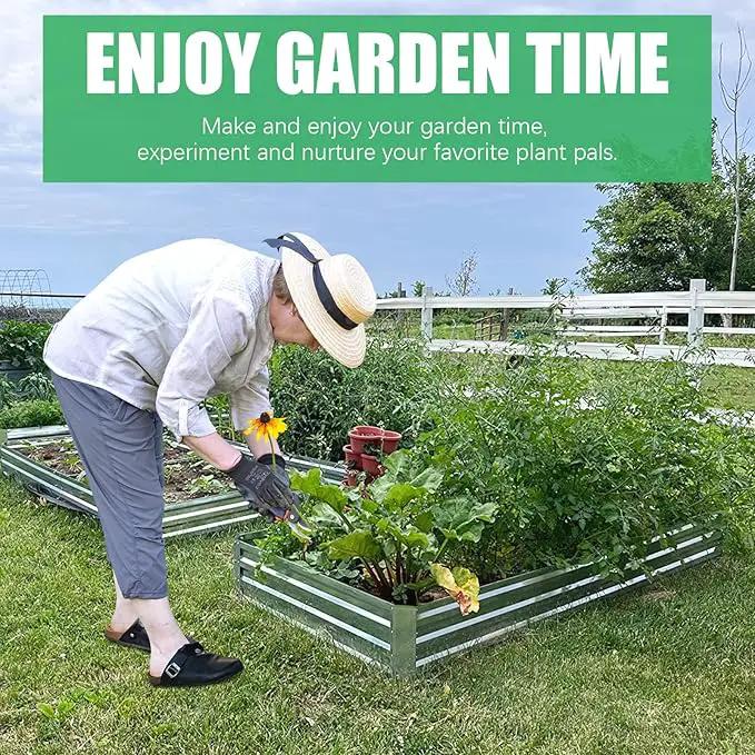 SnugNiture Galvanized Raised Garden Bed 8x4x1FT Outdoor Large Metal Planter Box Steel Kit for Planting Vegetables, Flowers by GreenHaven Gardens