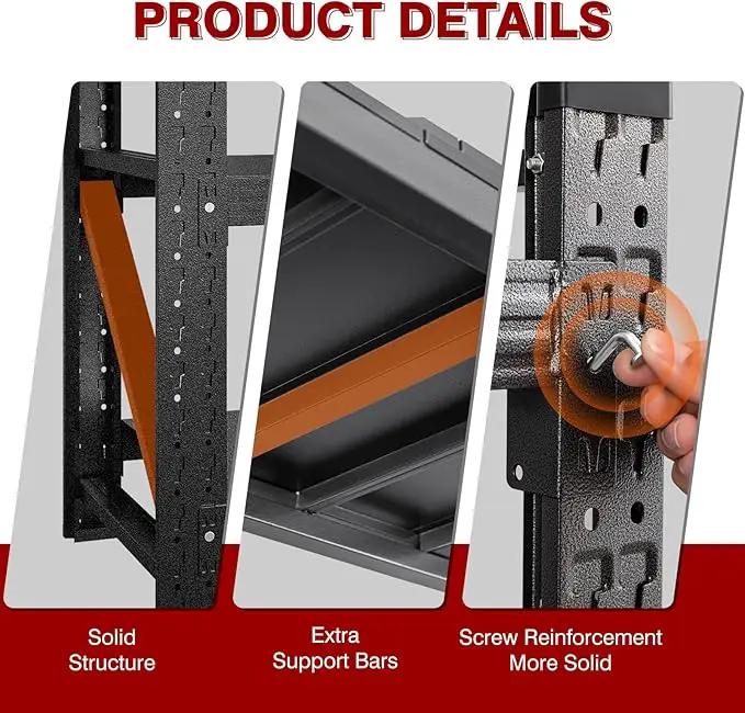 8000LBS Metal Steel Storage Shelves - 68" W Black 4 Tier Heavy Duty Rack Commercial Industrial Shelving with Adjustable Shelf for Basement Garage Warehouse - 68" W x 24" D x 63.4" H by GreenHaven Gardens