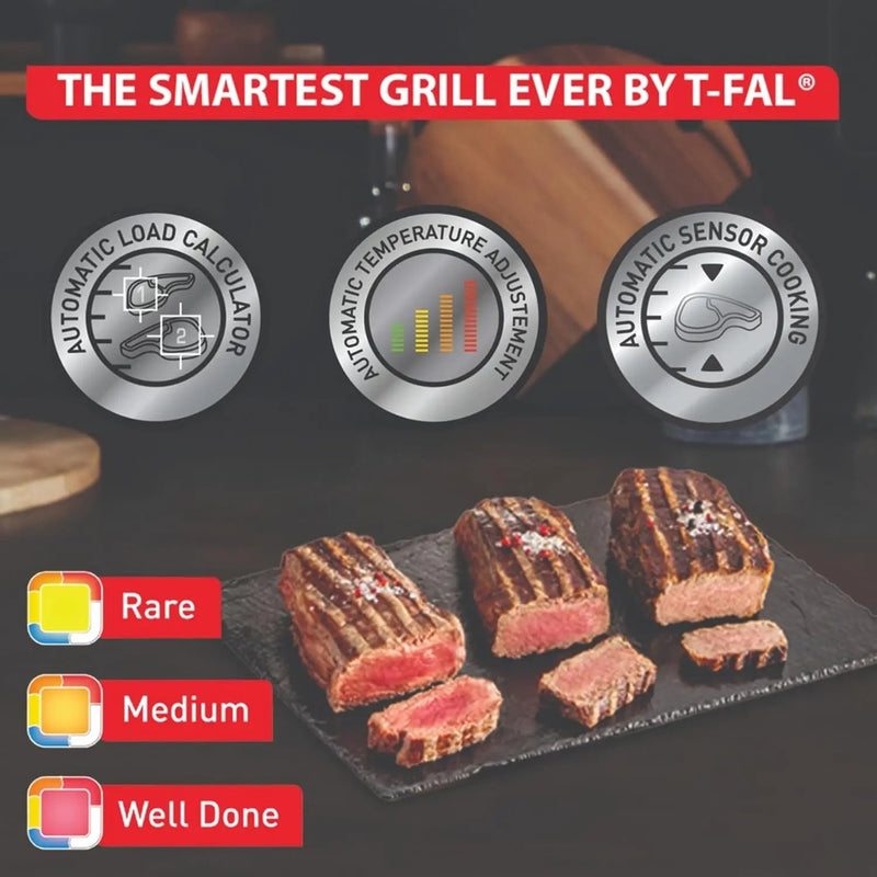 T-Fal OptiGrill Stainless Steel XL Electric Grill 6 Servings 9 Intelligent Automatic Cooking Modes 1800 Watts Nonstick Removable Plates, Dishwasher Safe, Indoor, Frozen Food by GreenHaven Gardens