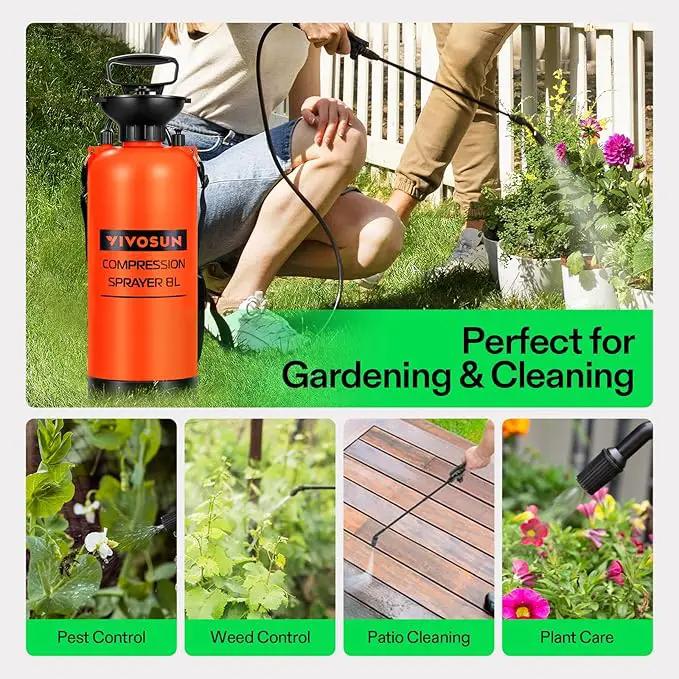 VIVOSUN Pump Sprayer 2 Gallon, Pressurized Lawn & Garden Water Spray Bottle with Adjustable Shoulder Strap, Pressure Relief Valve, for Spraying Plants, Garden Watering and Cleaning by GreenHaven Gardens