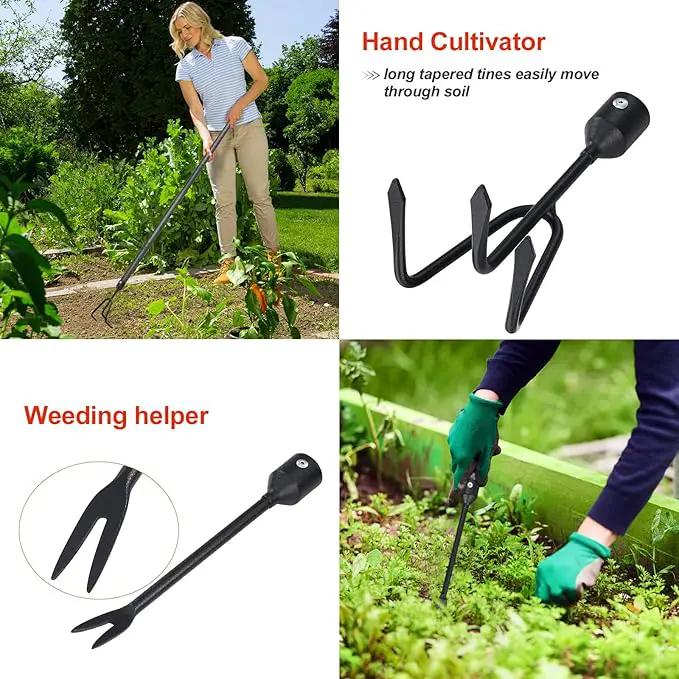 Garden Tools Set with Extension Handles, 5 Piece Thick Gardening Hand Tools, Heavy Duty Steel Rust-Proof Weeding Planting Tool Ideal Gardening Kit Gifts for Women and Men by GreenHaven Gardens
