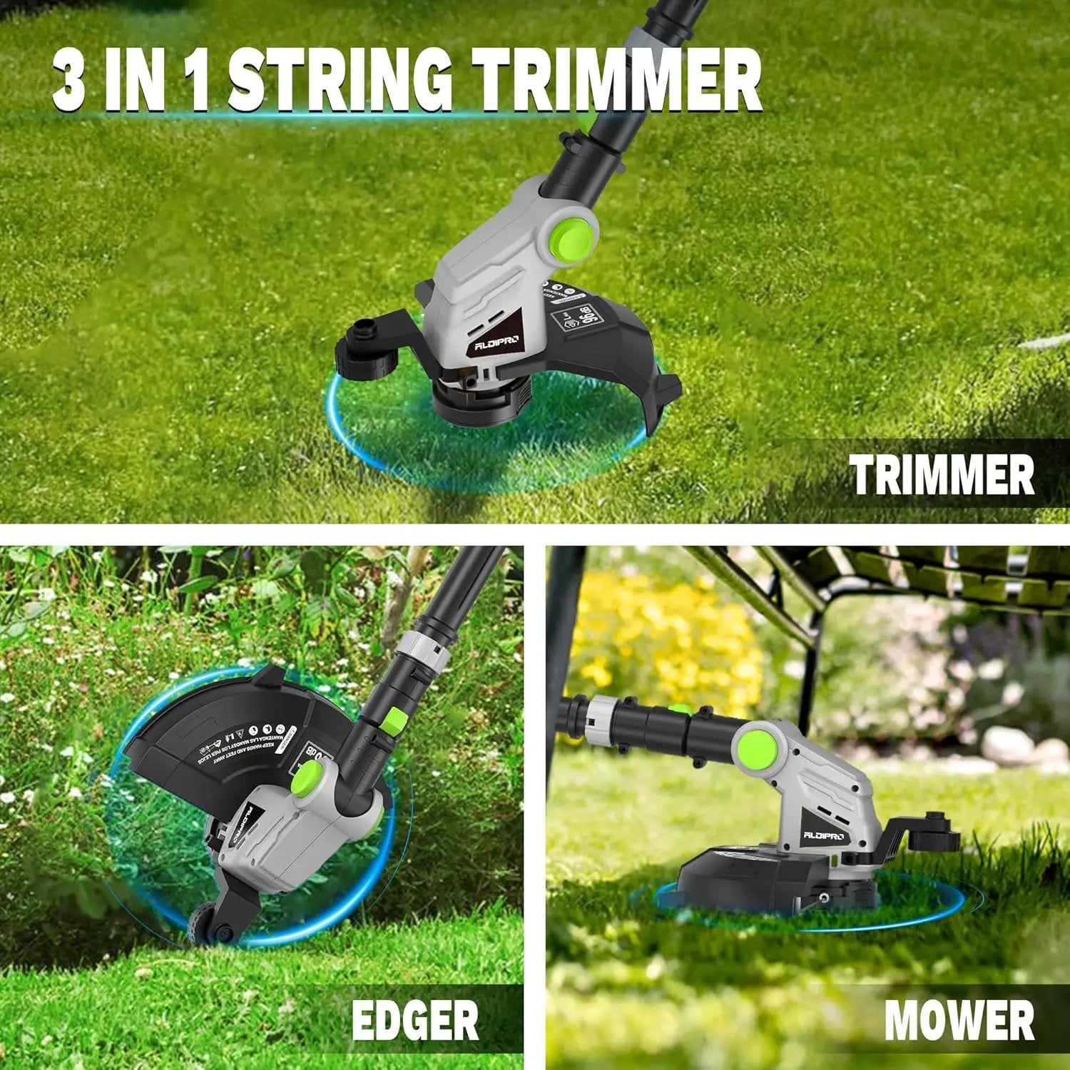 21V Cordless String Trimmer, 12" Weed Eater and Weed Wacker with Auto-Feed, Battery & Charger Included, Lightweight Adjustable Handle for Lawn Edging (AD-ST-001) by GreenHaven Gardens