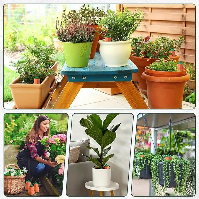 4 Pcs 24oz Terracotta Watering Spikes Self Watering Planter Insert Terracotta Stakes Olla Pot for Outdoor Indoor Garden Plants, Easy to Refill(Pumpkin) by GreenHaven Gardens
