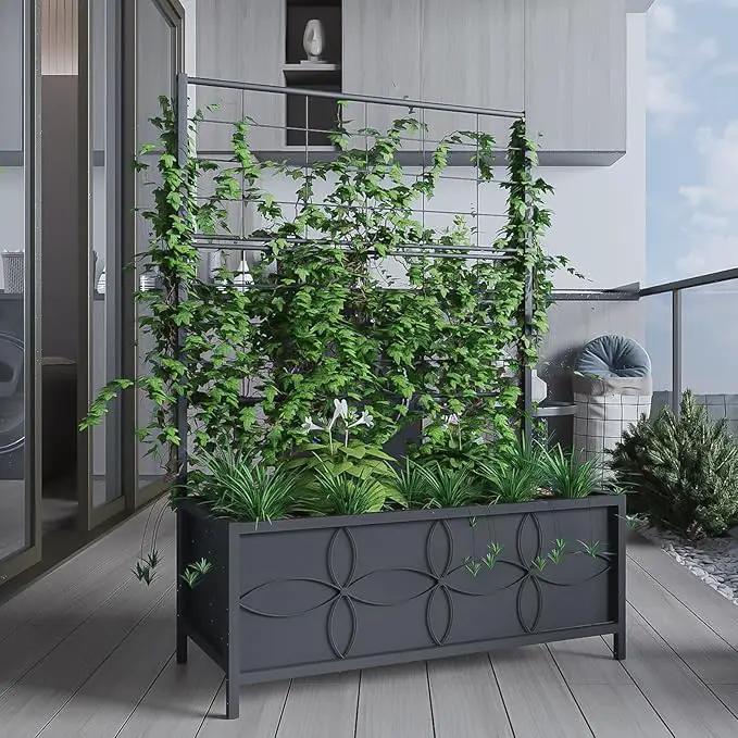 Zhongma Sturdy Raised Garden Bed with Trellis (15.75 x 35.43 x 48.8 in) for Vegetables Flower, Planter Box for Backyard Patio Balcony by GreenHaven Gardens