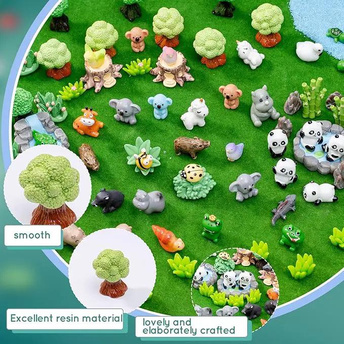 Miniature Small Animal Figurines, 80pcs of Mini Resin Animals, Forest Decoration Ornaments, Miniature Landscape Ornament Sets, Fairy Garden and Dollhouse Accessories by GreenHaven Gardens