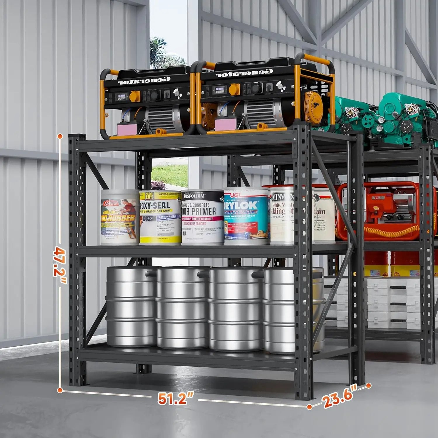 Heavy Duty Garage Shelving Unit - 4200 lbs Capacity, Industrial Metal Storage Rack, Adjustable Steel Rack for Garage, Warehouse, Basement, Pantry,51.2" W x 23.6" D x 47.2" H by GreenHaven Gardens