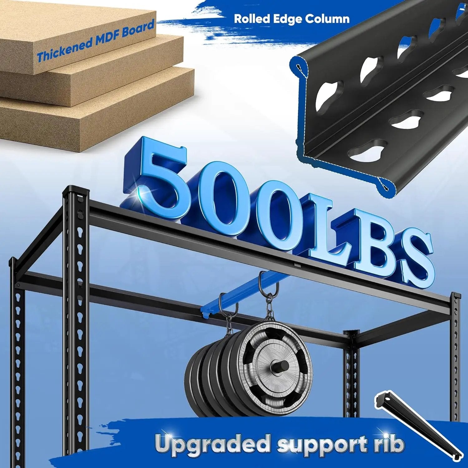 40" W Garage Shelving, 4 Tier Storage Shelves Load 2000 lbs, Adjustable Garage Shelves, Metal Shelving Unit for Warehouse, Basement, Pantry, 40" Wx 16" D x 60" H, Black by GreenHaven Gardens