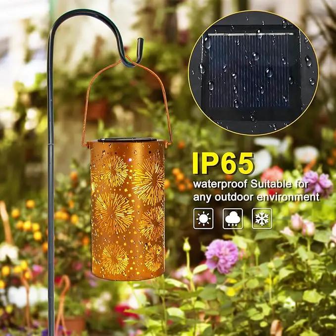 Mothers Day Gifts, Fireworks Solar Lanterns Outdoor Hanging, Hollowed-Out Metal Waterproof LED Garden Decor Light for Patio Yard Pathway Lawn Front Porch Tree, Birthday Gifts for Women Mom Grandma by GreenHaven Gardens