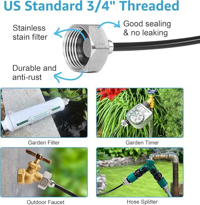 Bonviee Misters for Outside Patio - 59FT Misting Cooling System with 20 Brass Nozzles and 3/4" Adapter, 18M DIY Outdoor Misters Kit for Garden, Greenhouse, and Patio Cooling by GreenHaven Gardens