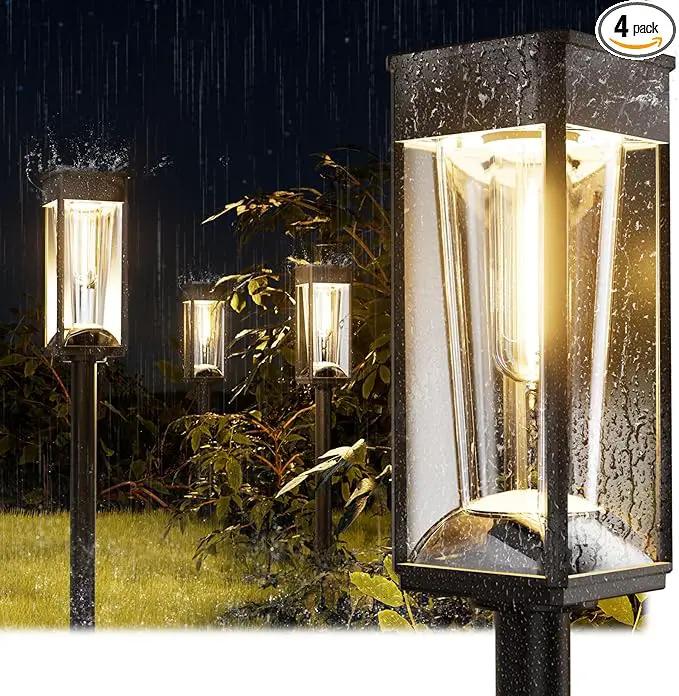 Bright Solar Lights Outdoor 4 Pack, 2-in-1 Warm&Cool Solar Pathway Lights Waterproof IP65, Auto On/Off, Long Lasting Outdoor Light for Yard Patio Garden Decor Landscape Lighting by GreenHaven Gardens