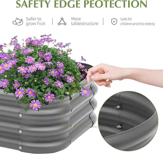 2-Pack 2x1ft Galvanized Raised Garden Bed, Outdoor Planter Bed, Metal Planter Box for Gardening and Planting,Dark Grey by GreenHaven Gardens