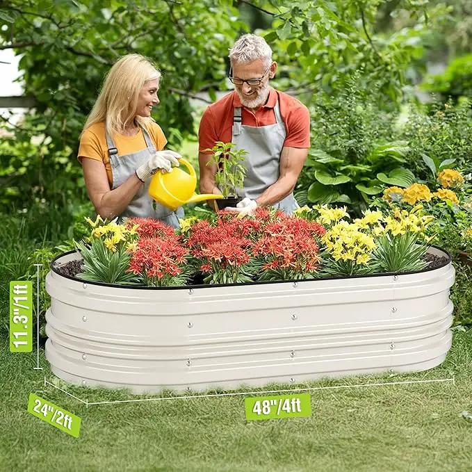 WORKPRO 4x2x1ft Galvanized Raised Garden Bed Set, Rust & Corrosion Protection, Easy Assembly, Safe Edge, Ideal for Vegetables & Flowers, White by GreenHaven Gardens
