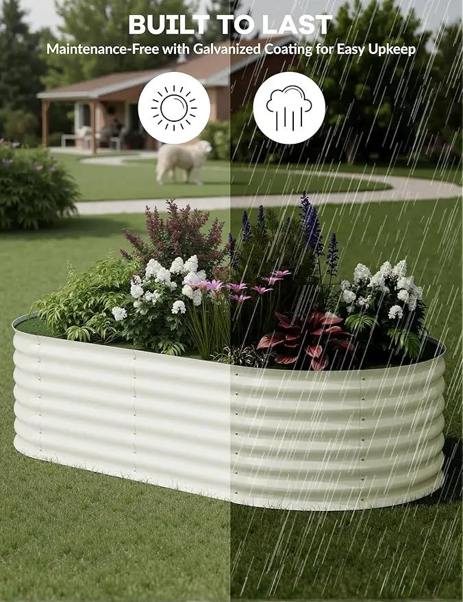 6x3x2 ft Raised Garden Bed,Galvanized Raised Planter Boxes Outdoor with Easy Assembly, Large Garden Bed for Vegetables, Fruits, Flower,Raised Garden Bed,Beige by GreenHaven Gardens