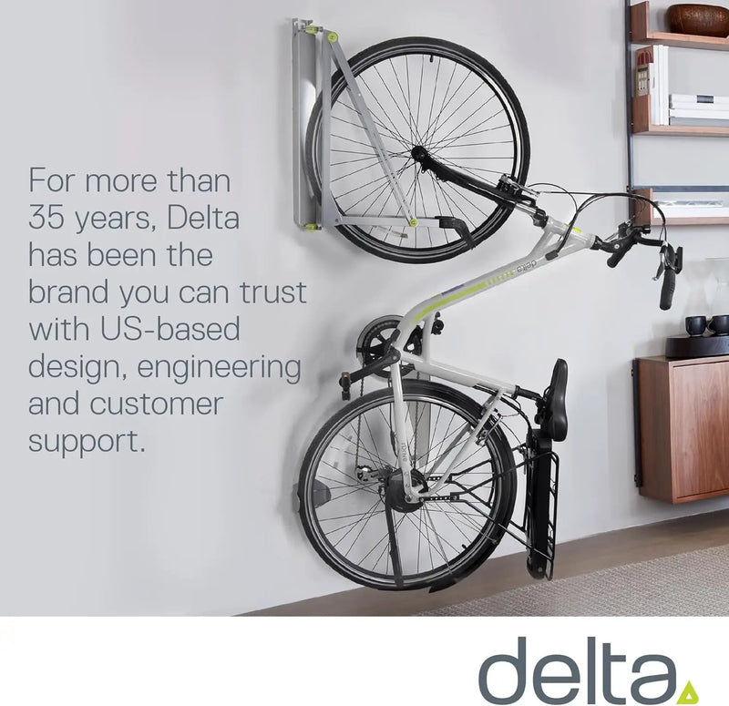 Pivot Bike Storage Rack by Delta Cycle - Bike Rack Garage Wall Mount Swivels to Save Space - No Lifting Required Vertical Bike Rack - Indoor Bike Storage Wall Hanger Holds Up to 100 lbs by GreenHaven Gardens