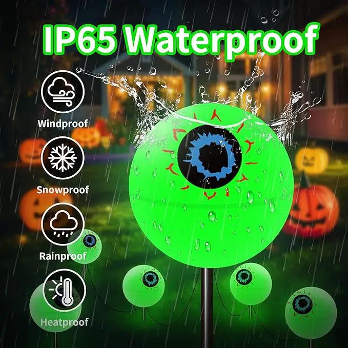 Outdoor Solar Lights Waterproof Decorations, 6 Pack Solar Globe Lights for Garden Decorations, Outside Ghost Solar Scary Eyeball Pathway Lights Decor for St. Patrick's Day Tree Garden Lawn Yard by GreenHaven Gardens
