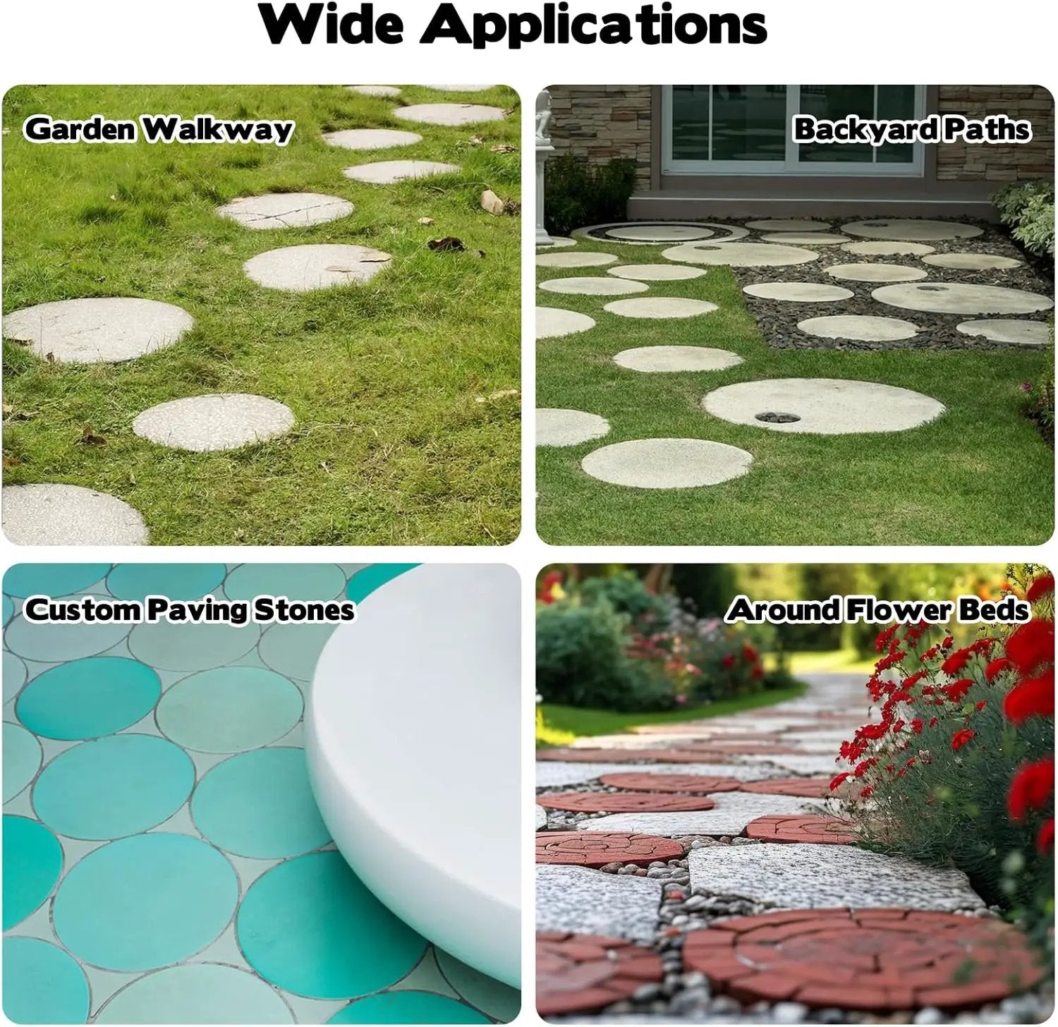 3 Size Round Stepping Stone Molds, 8.8''/10''/ 11.2'' Reusable Concrete Mold for Garden Stepping Stones Large Tray for Concrete and Stained Glass for Garden Walk Way by GreenHaven Gardens