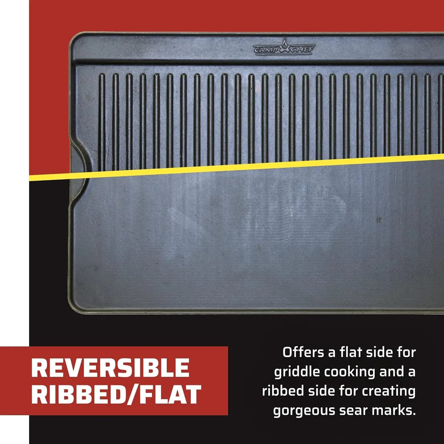Camp Chef Reversible Pre-Seasoned Cast Iron Griddle, Cooking Surface 14 in. x 16, Black by GreenHaven Gardens