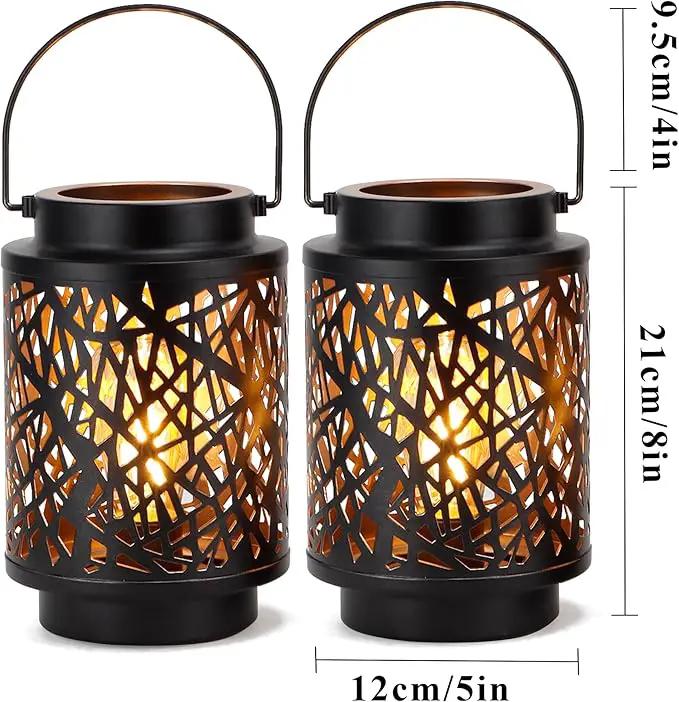 JHY DESIGN Set of 2 LED Battery Operated Table Lamp 8“H Cordless Lamp Light with 6-Hours Timer Metal Black Battery Lamp for Patio Garden Indoor Outdoor Party Events(Hollow Branch) by GreenHaven Gardens