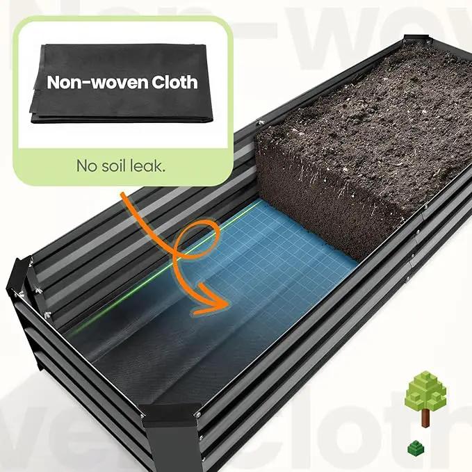 KING BIRD Raised Garden Bed Kit with Bottom 2025 Upgraded Galvanized Planter Garden Box Outdoor & Indoor for Gardening, Vegetables, Flowers, Dark Grey, 70.8x23.6x11.8 in by GreenHaven Gardens