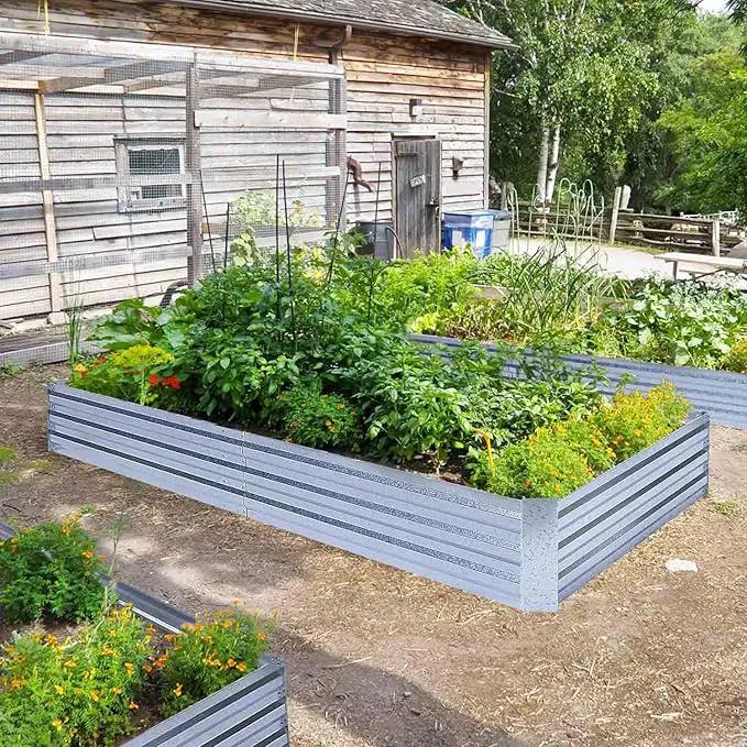 Galvanized Raised Garden Beds for Vegetables Large Metal Planter Box Steel Kit Flower Herb, 8x4x1ft by GreenHaven Gardens