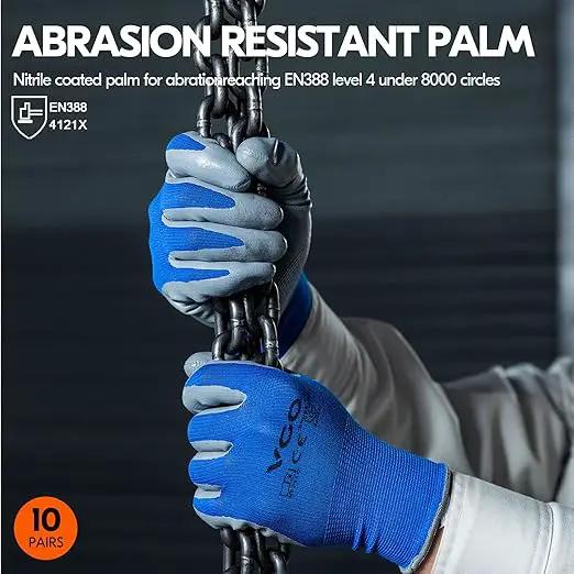 Vgo... 10-Pairs Safety Work Gloves, Gardening Gloves, Non-slip Nitrile coating, Dipping Gloves (Size M, Blue, NT2110) by GreenHaven Gardens