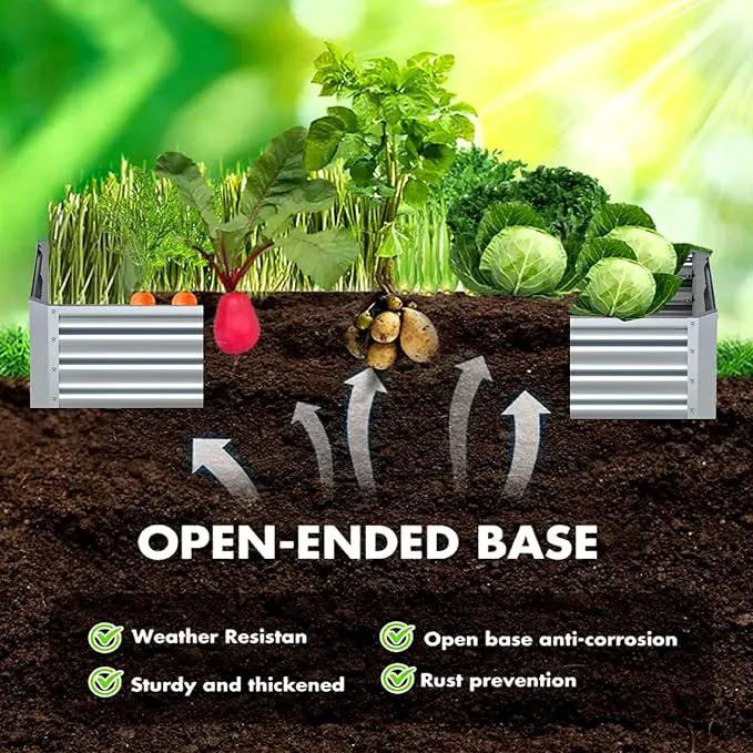 EKX 2pcs 8x2x1FT Galvanized Raised Garden Bed, Raised Garden Bed Kit-Metal Planter Box Outdoor,Planting for Vegetables, Fruits,Herbs, Flowers-Slive by GreenHaven Gardens