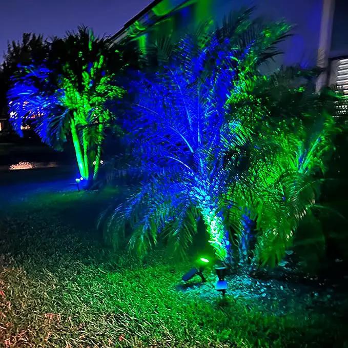 T-SUNUS Green Solar Lights Outdoor 2 Pack, IP65 Waterproof Solar Spotlight, Auto-on/Off Security Wall Light Landscape for St. Patrick's Day Halloween Christmas Tree Patio Yard Garden Driveway Pool by GreenHaven Gardens