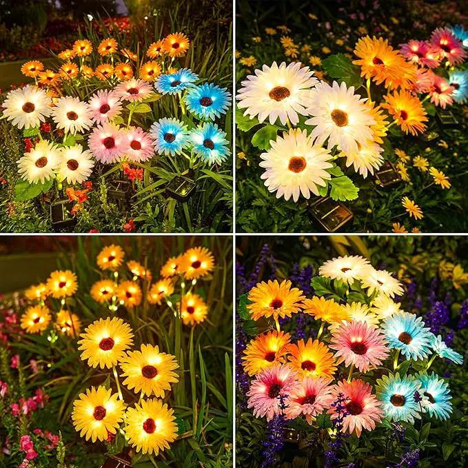 WdtPro 4 Pack Solar Lights Outdoor Garden Decor, Upgraded Outdoor Solar Garden Lights with 16 Glowing Daisy Flowers & Stems, Waterproof Auto ON/Off Solar Flowers Lights for Outside Garden Yard Patio by GreenHaven Gardens