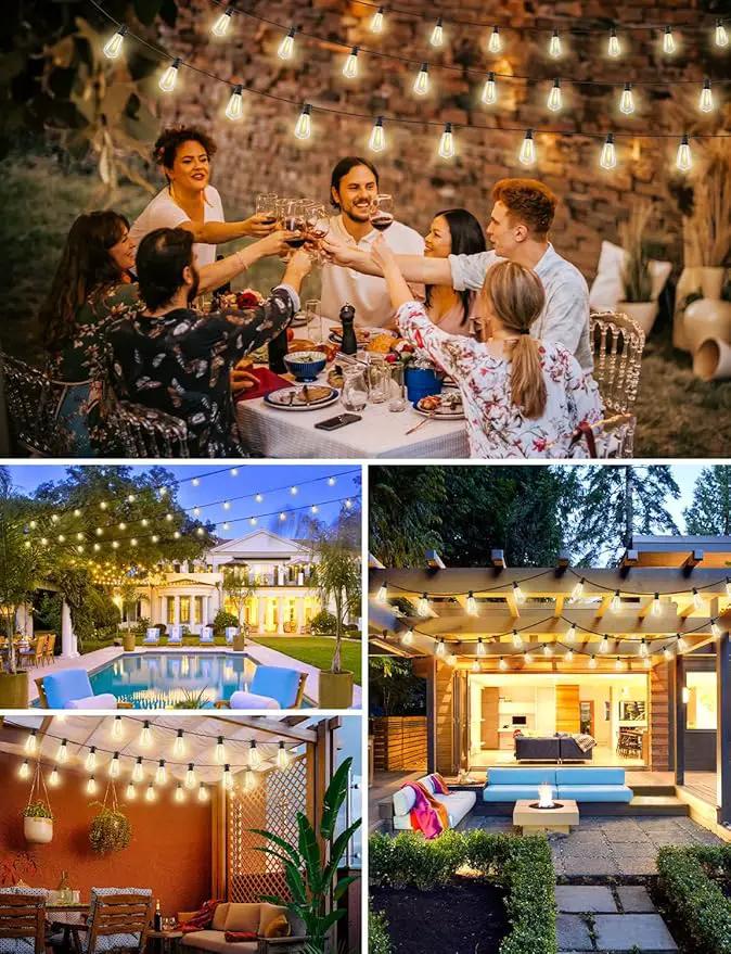 Brightever 120FT LED Outdoor String Lights with Remote, Patio Lights Outdoor Waterproof with 36+2 Shatterproof ST38 LED Bulbs, Dimmable Outside Hanging Light for Porch, Garden, Backyard, Cafe, 2700K by GreenHaven Gardens