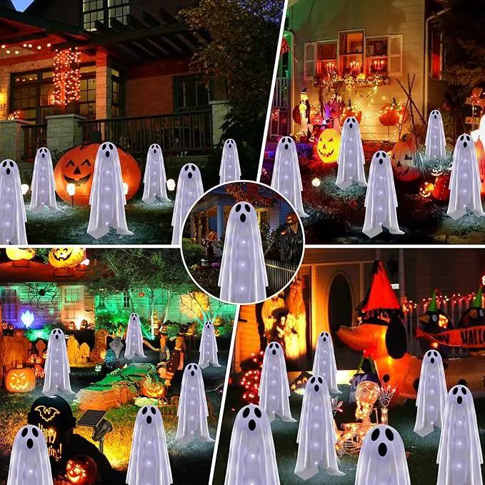 Halloween Decorations Solar Garden Lights Outdoor,6PACKS Halloween Ghost Decorations Lights with Scary Party Gifts Decor,Solar Scary Ghost Path Lights for Halloween Party Decor Cold White by GreenHaven Gardens