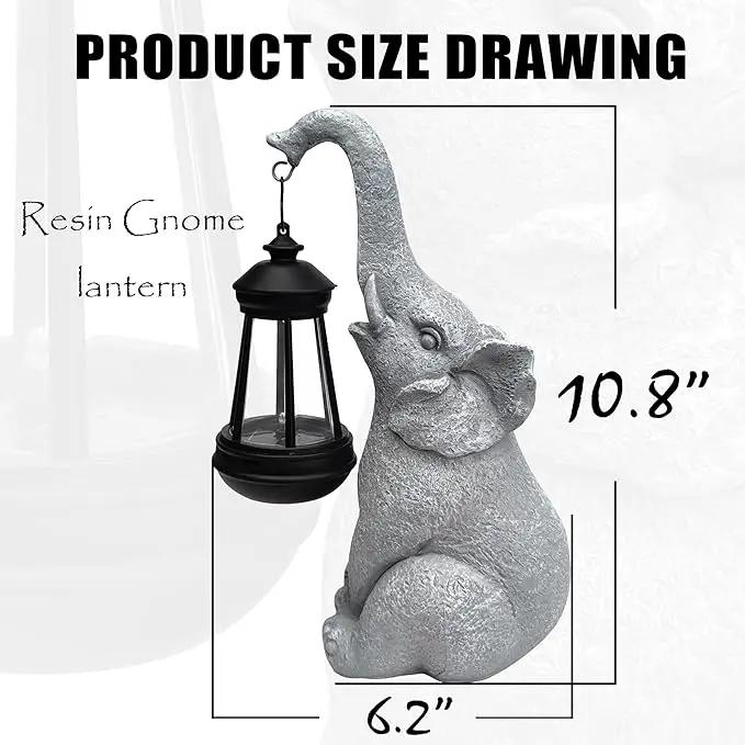 Elephant Solar Garden Statues,Resin Elephant Figurine Decorations with Solar Lights Lantern, Outdoor Elephant Decor Art for Lawn,Yard, Unique Housewarming Gift for Garden Home, VY-0617 by GreenHaven Gardens
