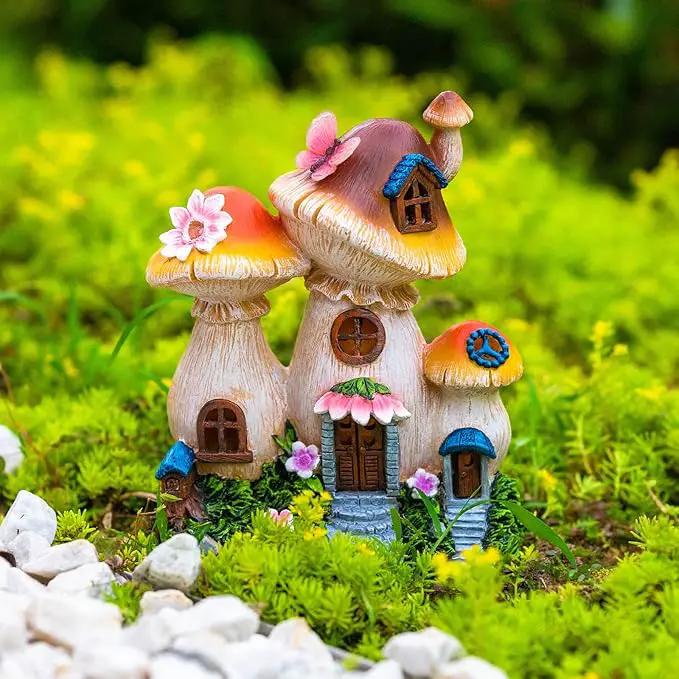 Solar Garden Statue Lights Mushroom Fairy House Figurine, Outdoor Memorial Garden Ornaments Waterproof Decoration for Outside Patio Yard Lawn Decor by GreenHaven Gardens