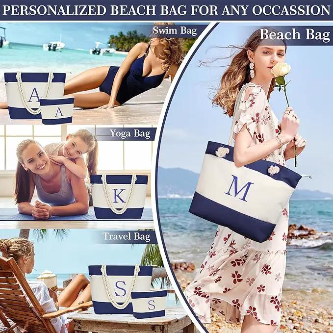 YOOLIFE Beach Bags for Women - Initial Tote Waterproof Bag with Makeup Bag, Mothers Day Gifts for Women Mom Friend Birthday by GreenHaven Gardens
