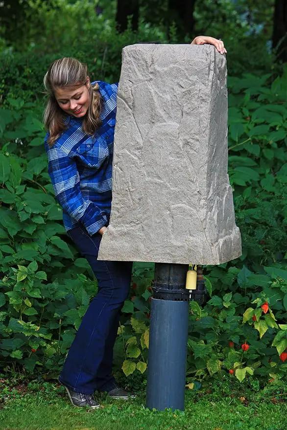 Emsco Group 2235 Natural Sandstone Appearance Utility Cover – Lightweight – Easy to Install Tall Monolith Landscape Rock by GreenHaven Gardens